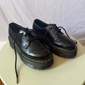 Black doc marten platform loafer